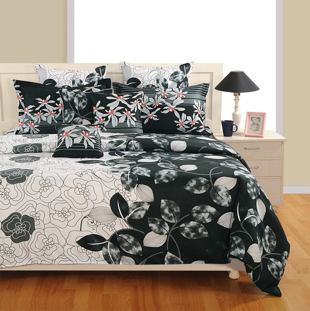 Canopus Black and White Floral Duvet Cover Bedding Set - Flickdeal.co.nz