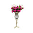 85Cm Clear Glass Floor Vase With 12Pcs Dark Pink Artificial Flower Set