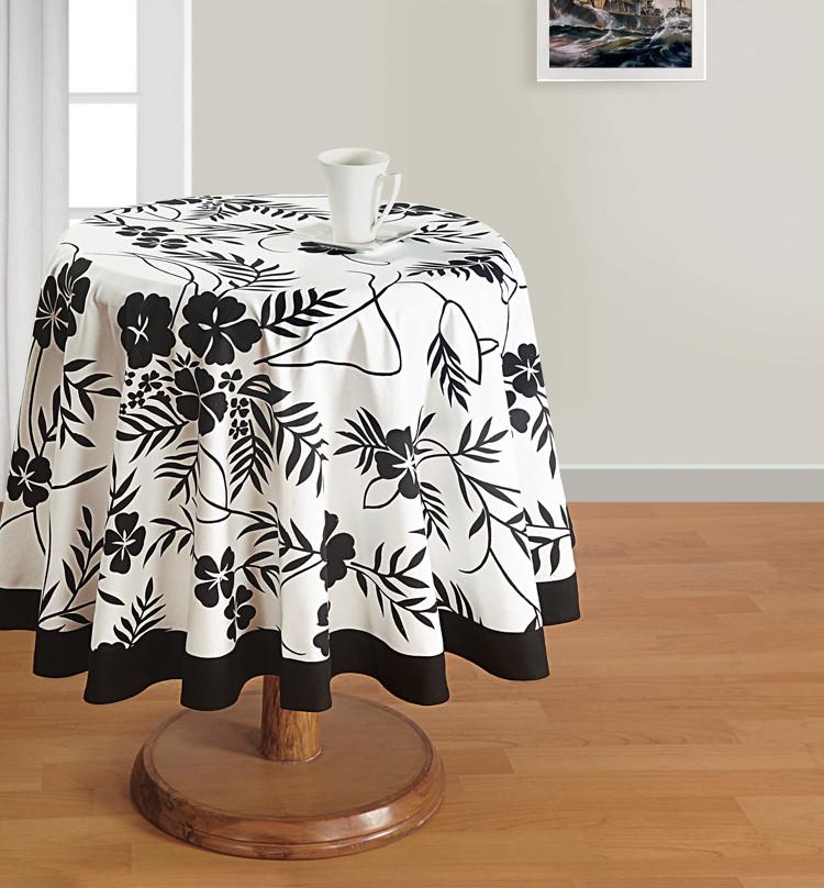 Black Floral Round Tablecloth - Flickdeal.co.nz