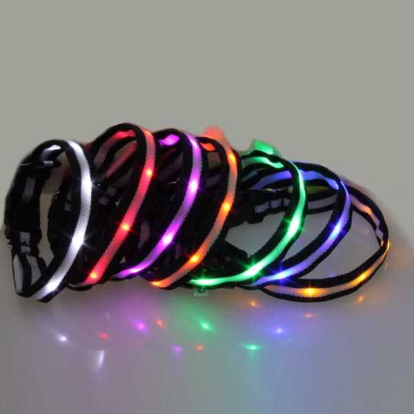 Size S Nylon Safety Flashing Glow Light LED Pet Dog Collar 
