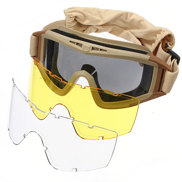 Protective Goggle Glasses with 3 Lenses for Motorcycle CS Sports