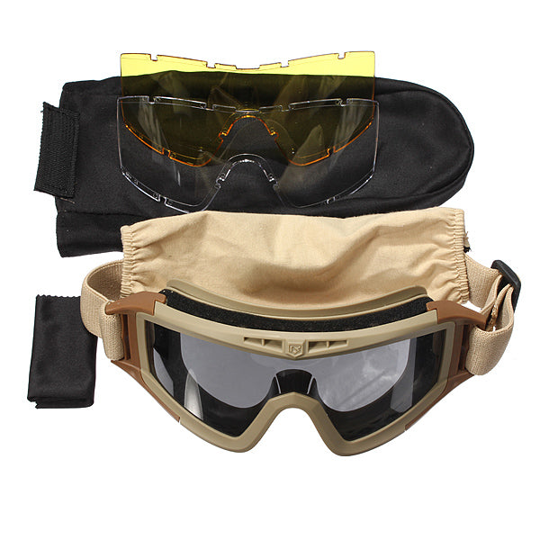 Protective Goggle Glasses with 3 Lenses for Motorcycle CS Sports