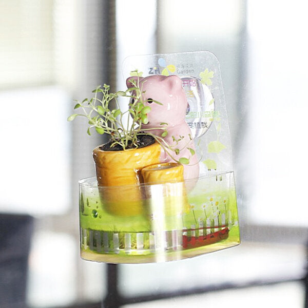 DIY Mini Ceramic Animal Chuck Potted Plant Desktop Office Decor