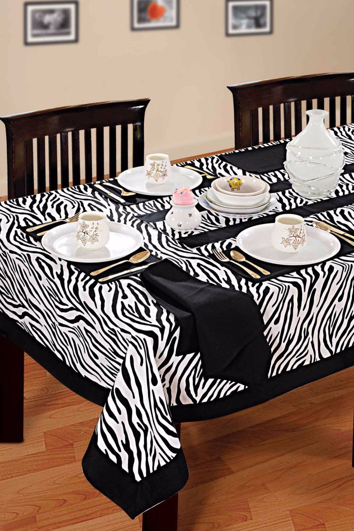Black and White Zebra Printed - Table Cloth - Flickdeal.co.nz