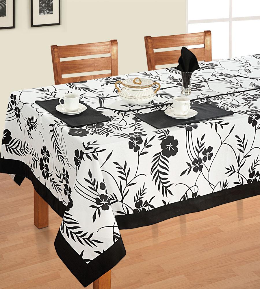 Black and White Floral - Tablecloth - Flickdeal.co.nz