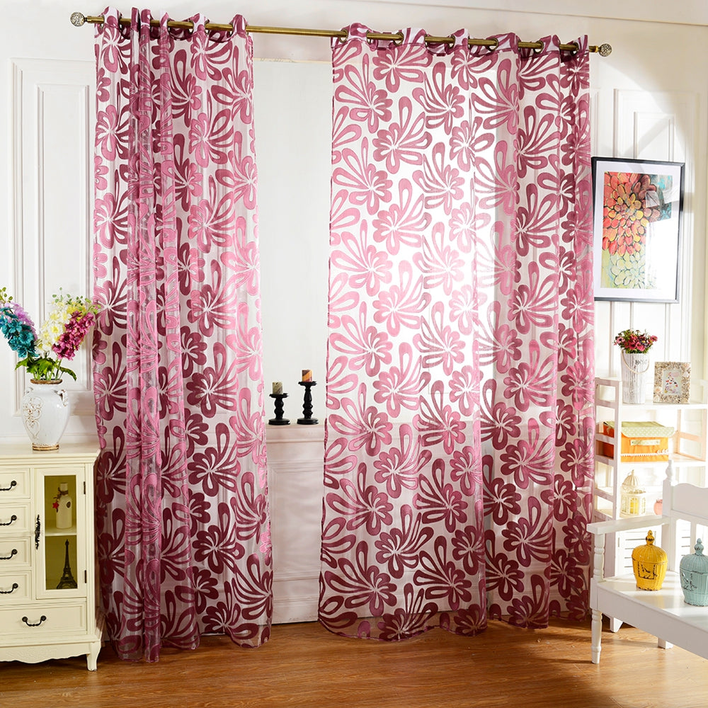 Honana WX-C7 Multiple Colors Semi-blackout Sheer Curtains Panel Window Blind Purple Curtains Home Decor