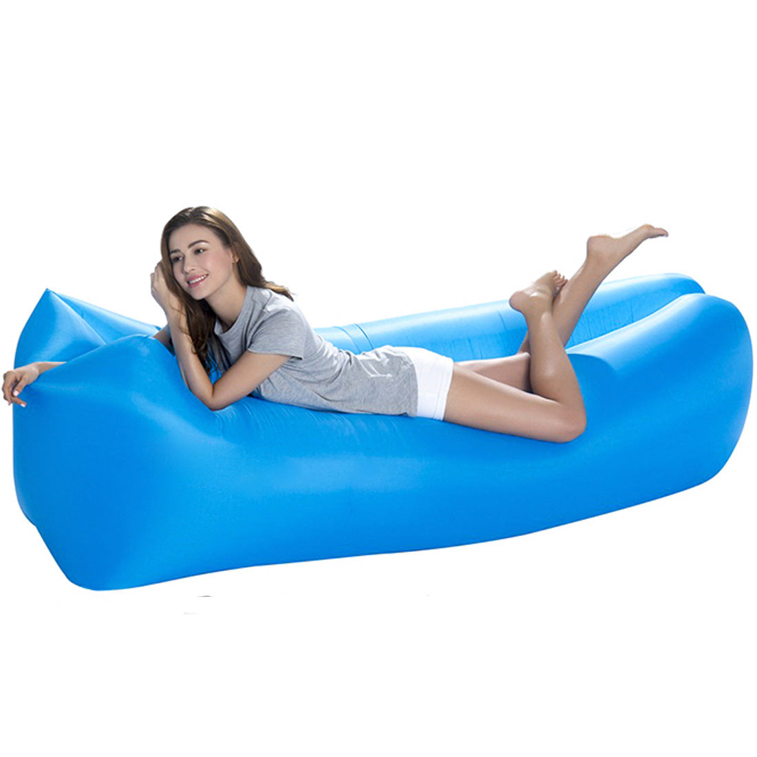 IPRee® Square-headed Air Inflatable Lazy Sofa 210D Oxford Portable Travel Lay Bed Lounger Max Load 200kg 