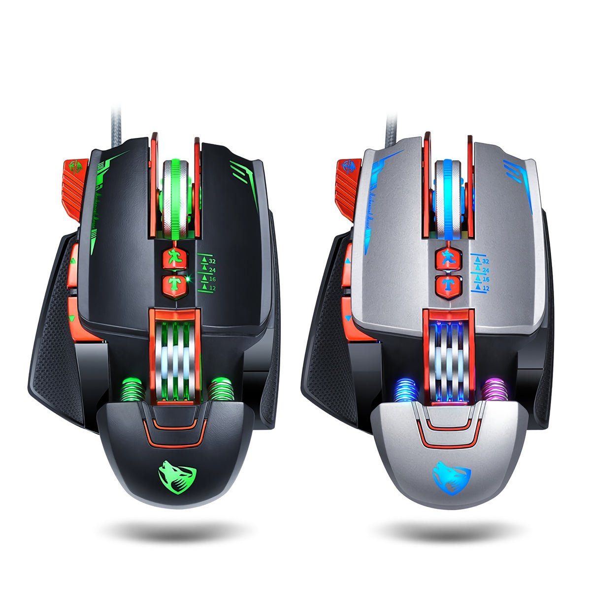 T-WOLF V9 Wired Gaming Mouse 3200DPI 8 Programmable Buttons Breathing Backlight Home Office Mechanical Mouse for Computer Laptop PC Gamer