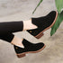 Winter Warm Women Chunky Cut Out Booties Slip On Ankle Boots Low Mid Heel Flat Shoes