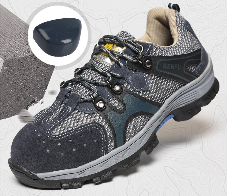TENGOO Men's Safety Shoes Steel Toe Work Sneakers Slip Resistant Breathable Hiking Climbing Running Shoes