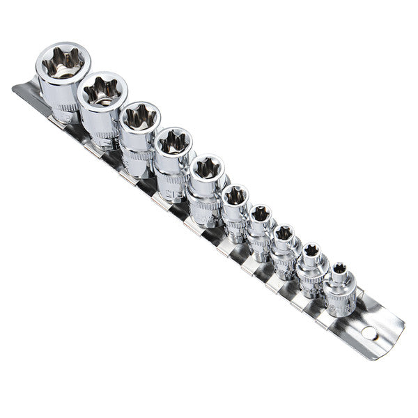 10Pcs E4-E18 Socket Wrench Set 1/4 3/8 Inch Drive Size E Socket Wrench with Storage Rail 
