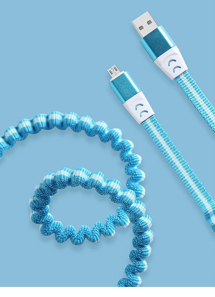 Spring Telescopic Braided Data Charging Cable