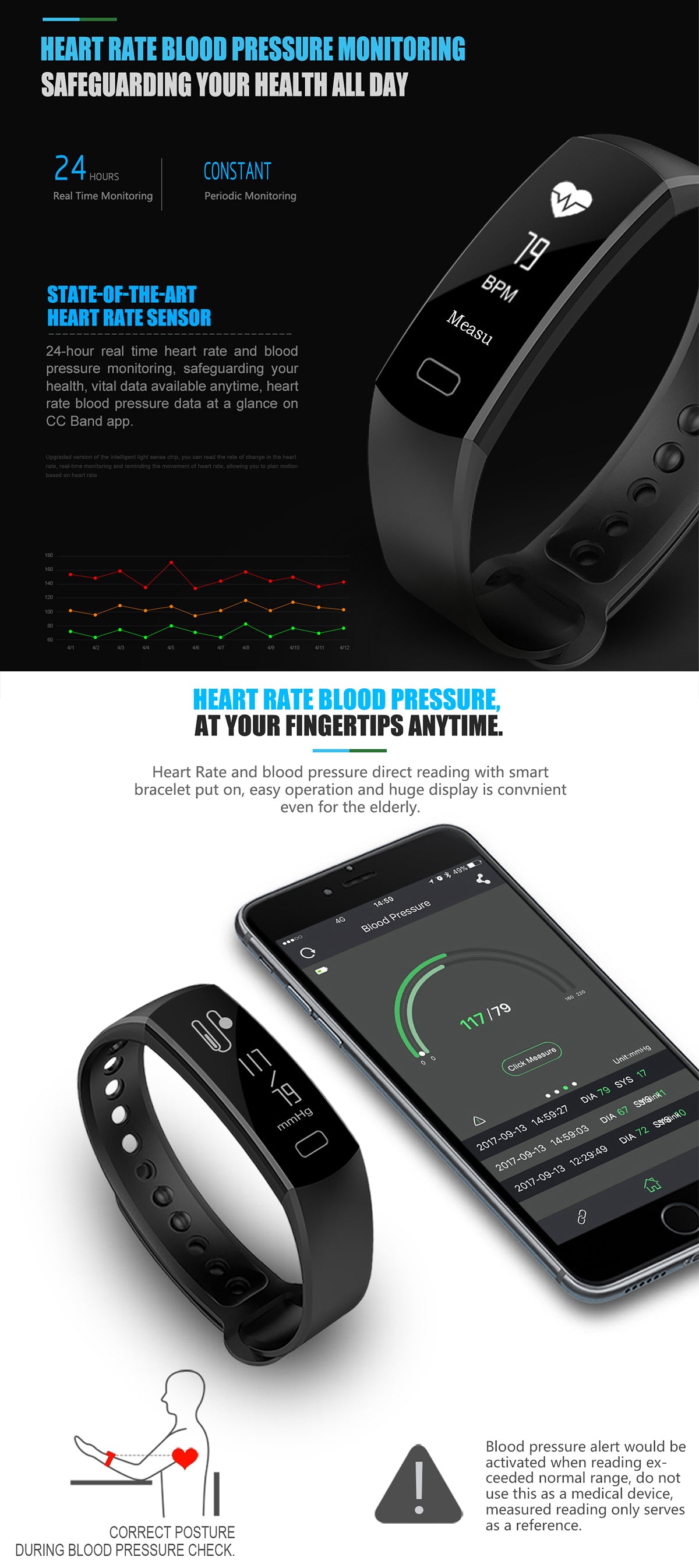 KALOAD C07 Sports Dynamic Heart Rate Blood Pressure Monitor IP67 Waterproof Smart Bracelet