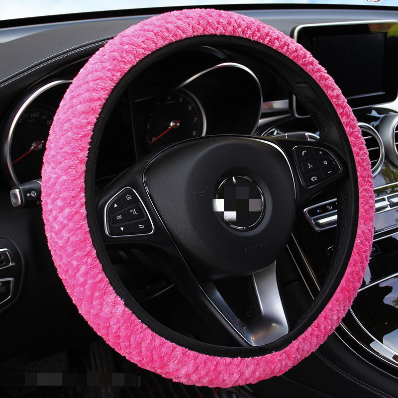 Plush Car Steering Wheel Cover In Winter