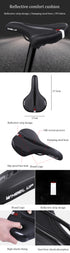 WHEEL UP P005 Reflective Bike Saddle Cycling Hollow Breathable Shock Absorption Seat Cushion MTB Comfort Seat Pad