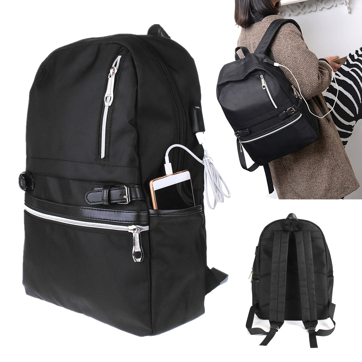 29.5x12.5x43.5cm Anti Theft Waterproof Backpack With USB Charging Port Outdoor Travel Fishing Bag
