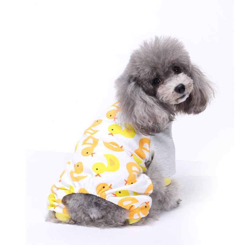 Pet Dog Soft Cloth Cotton Footprint Pajamas Puppy Jumpsuits Soft Clothing Clothes Dog Pajamas Coat
