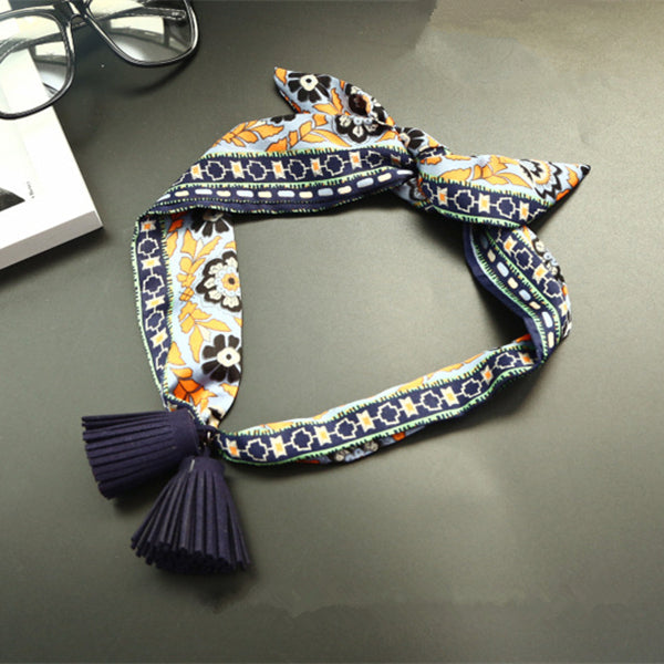 Women Pendants All-Match Small Scarf Chiffon Sat Korean style Tassel Decoration Necklace Scarves