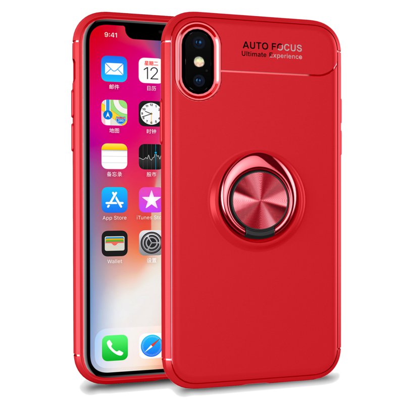 C-KU Protective Case For iPhone XS Max 360º Rotating Ring Grip Kicktand Back Cover