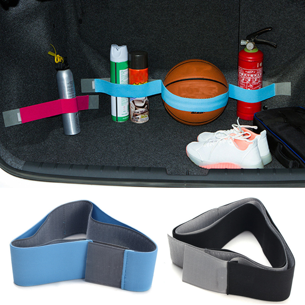 20-80cm Elastic Oxford Car Trunk Fixed Strap Sundry Stowing Tidying Strorage Belt Magic Tape