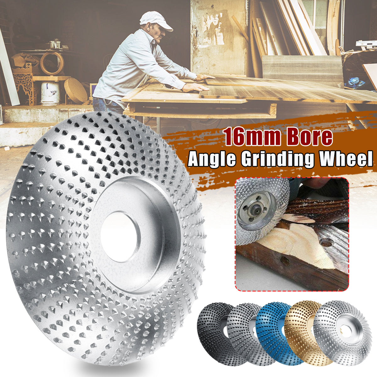 83mm Wood Carving Disc 16mm Bore Tungsten Carbide Angle Grinder Wheel for Woodworking Sanding Polishing