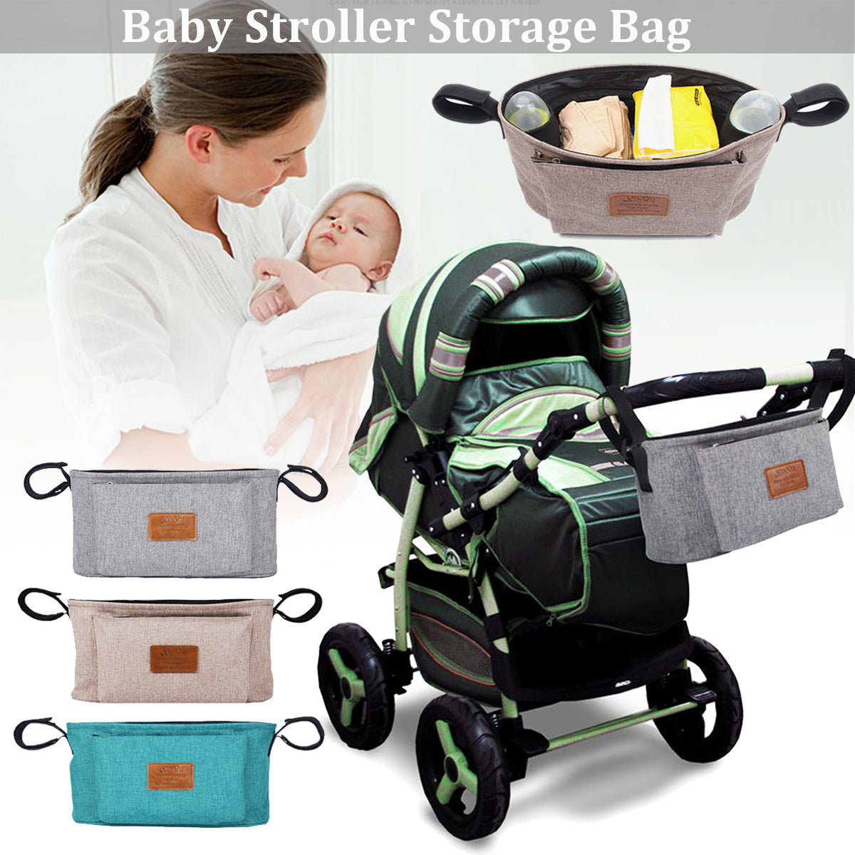 Baby Strollers Storage Bag Organizer Pushchair Basket Pouch Travel Going Out