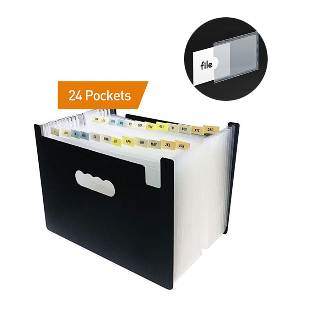 New 24 Pockets Expanding File Folder Portable Accordion File Folder A4 Expandable Business File Folder
