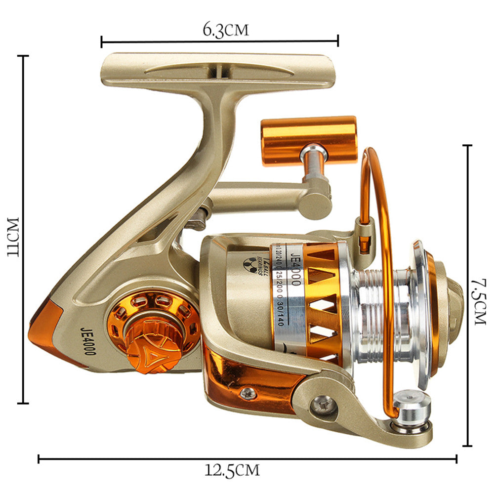 JE2000-7000 Fishing Reel Aluminum 5.2:1 Metal Spool Folding Arm Left Right Spinning Fishing Tool