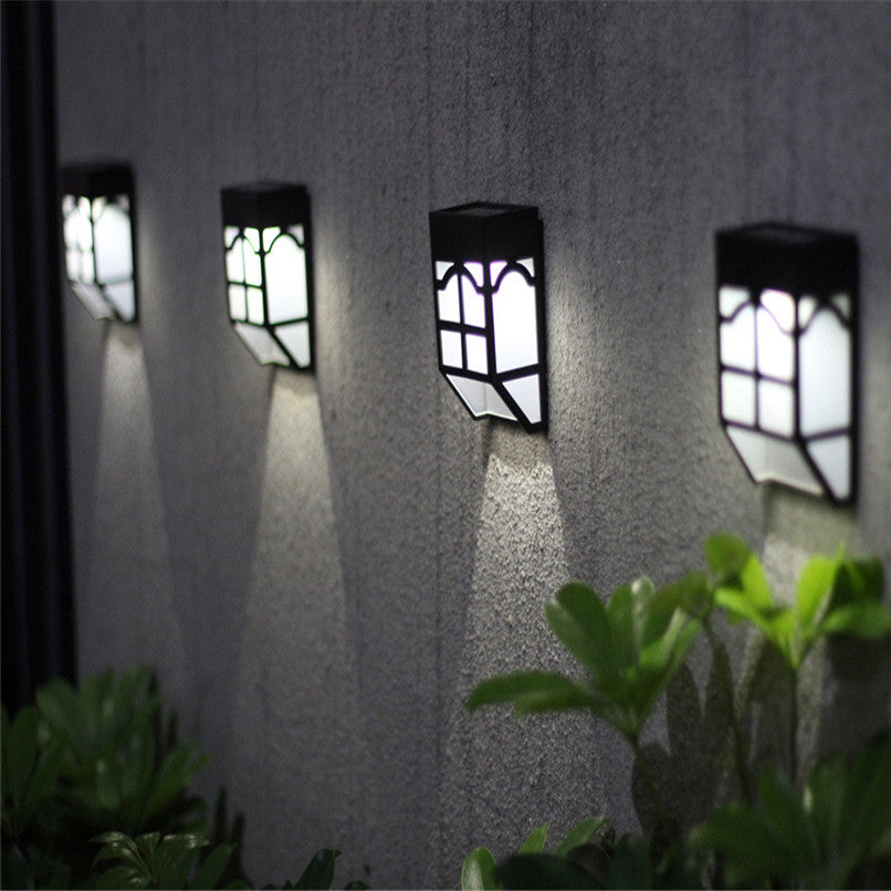 Outdoor Solar Garden Light LED Path Wall Landscape Mount Light Fence Lantern Street Lamp
