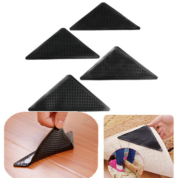 4pcs Anti Slip Coner Rubber Mat Trangle Non Slip Carpet Skid Grippers Rug