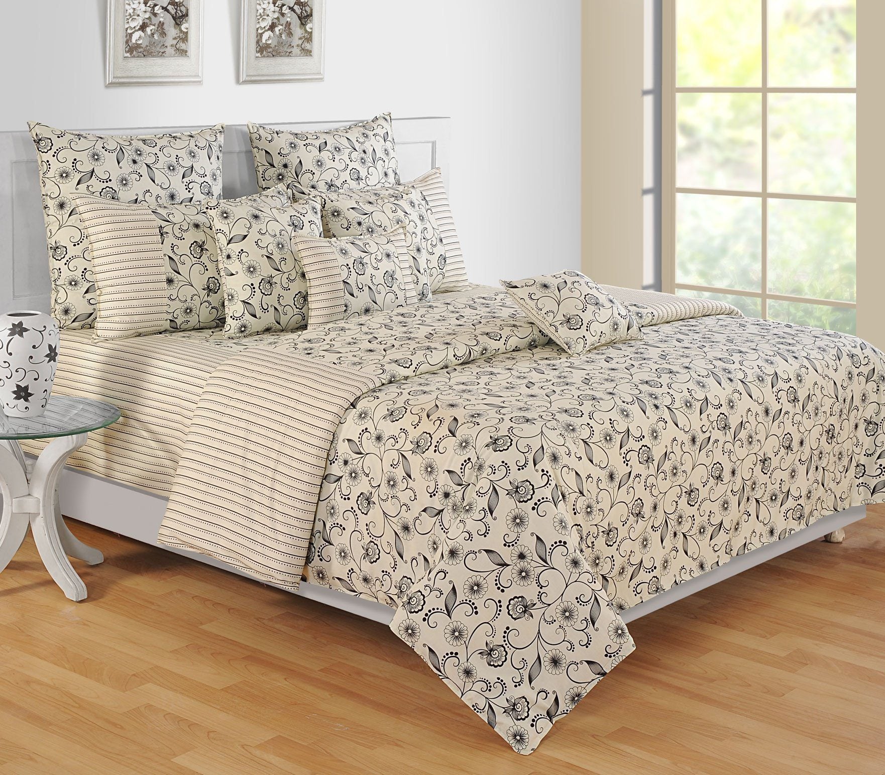 Canopus Black Floral Duvet Cover Set - Flickdeal.co.nz