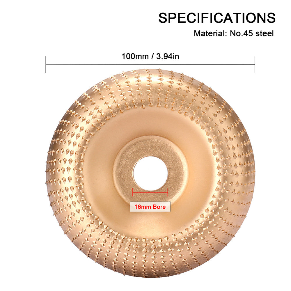 Drillpro 100mm Curve Extreme Shaping Disc Tungsten Carbide Wood Carving Disc Grinder Wheel Abrasive Disc Sanding Rotary Tool for 100 115 Angle Grinder