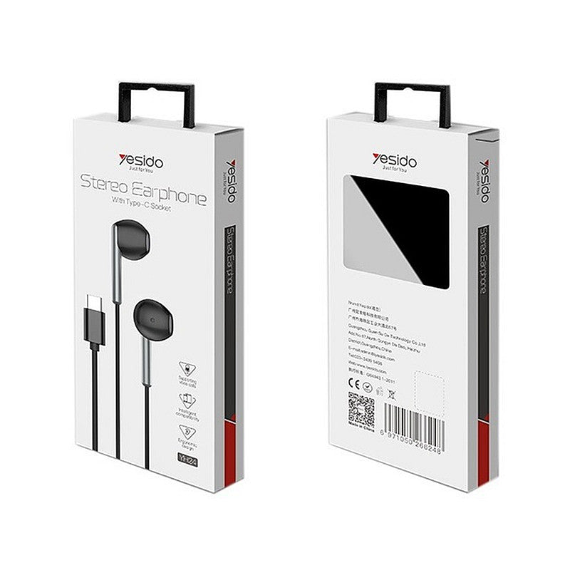 Yesido YH24 Professional Type-c Wired In Ear Digital Earphone Hifi Bass Headset for Huawei with Mic