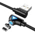 FLOVEME 90 Degree Angle Type C LED Magnetic Braided Fast Charging Data Cable 1M For Smart Phone
