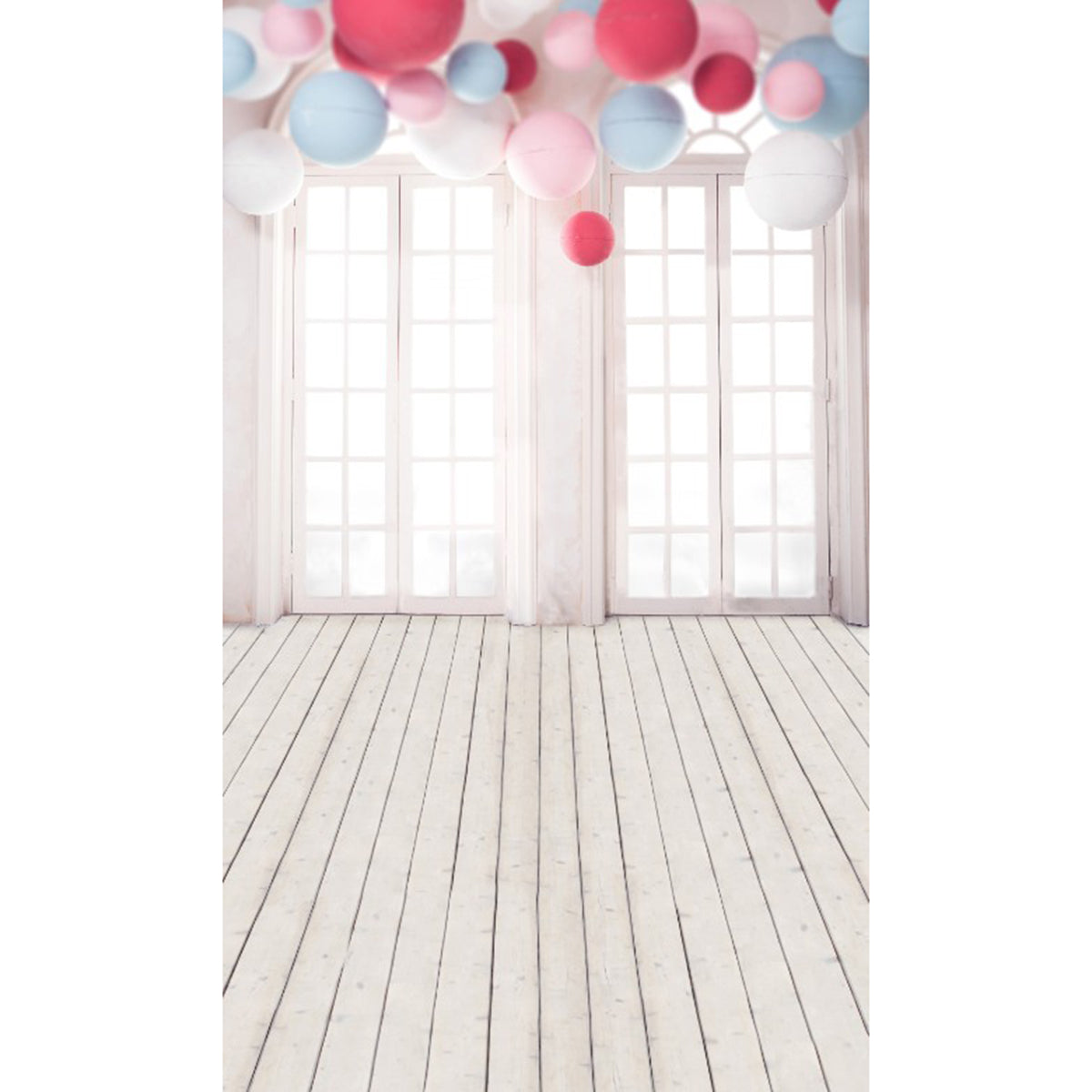 5x7FT Vinyl Balloon Windows Wood Floor Photography Backdrop Background Studio Prop