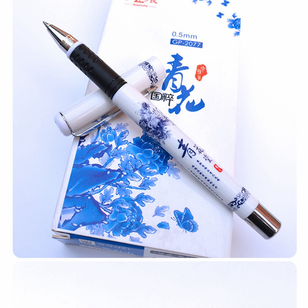 12 pcs Retro Chinese Style Gel Pen Blue and White Porcelain Stationery Office School Supplies