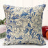 45x45cm Vintage Oriental Retro Blue Floral Linen Pillow Case Cushion Cover Home Decor