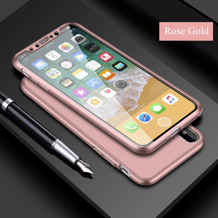 Bakeey 360º Full Body Front & Back Silicone Protective Case With Tempered Glass Film For iPhone X