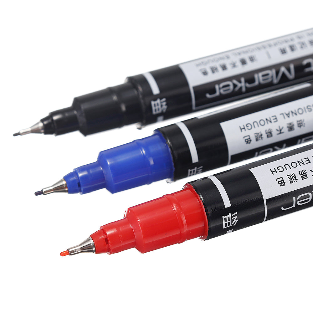 Deli 12pcs Colored Dual Tip 0.5/1 mm Fast Dry Permanent Sign Marker Pen