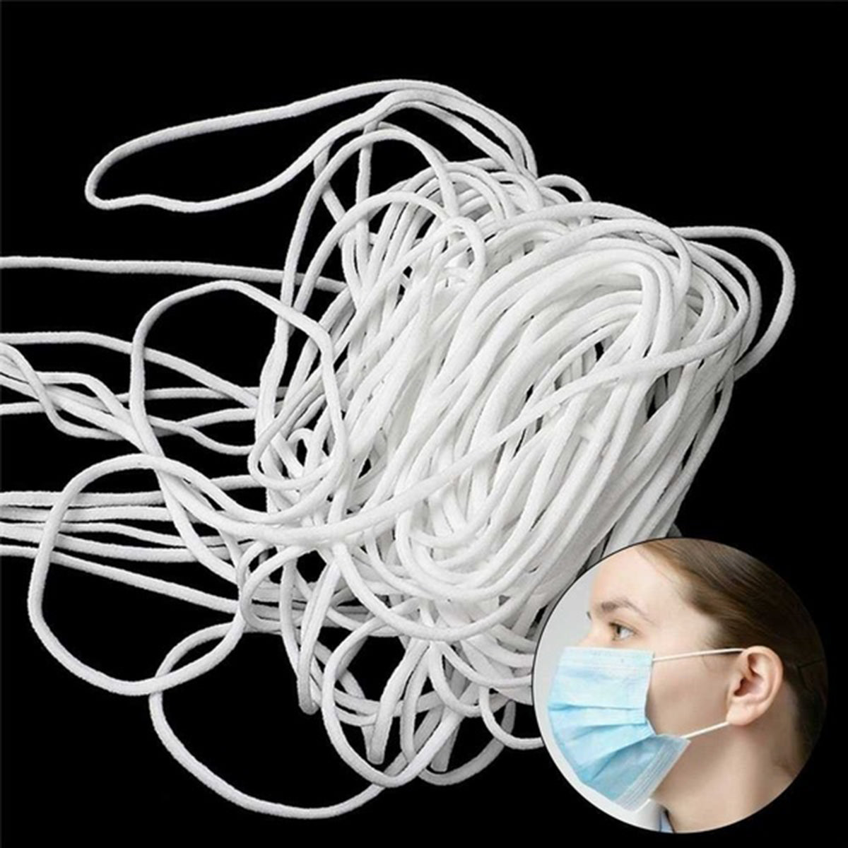 3mm Round Elastic Band Cord Rope Ear Hanging DIY Crafts Sewing 10/20/50m