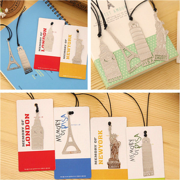 Metal Bookmark Travel Theme Note Memo Paper Marker Stationery Novelty Creative Gift