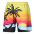 S52513 Beach Shorts Board Shorts 3D Coconut Tree Sunset Printing Fast Drying Waterproof Elasticity
