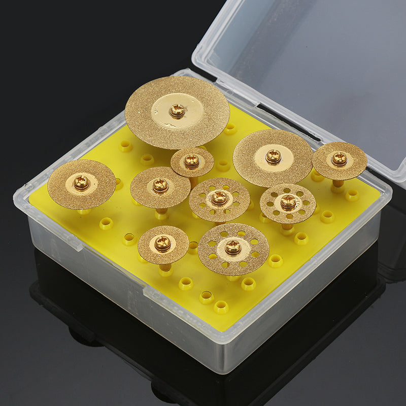 Drillpro 10pcs Diamond Cutting Discs Titanium Coating Cut Off Wheel Set For Dremel Rotary Tool 