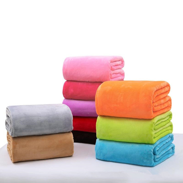 27.6x39.4inch Travel Warm Velvet Blanket Double-sided Air-conditioned Solid Bedding Towel