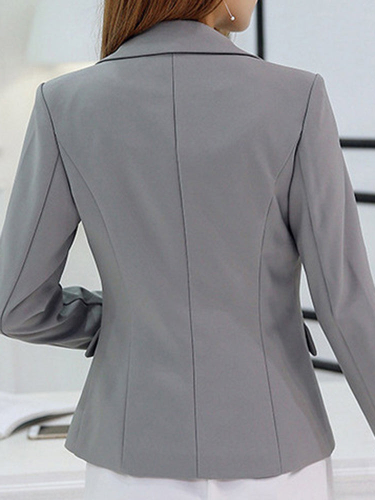 Solid Color One Button Slim Office Lady Suit Jacket