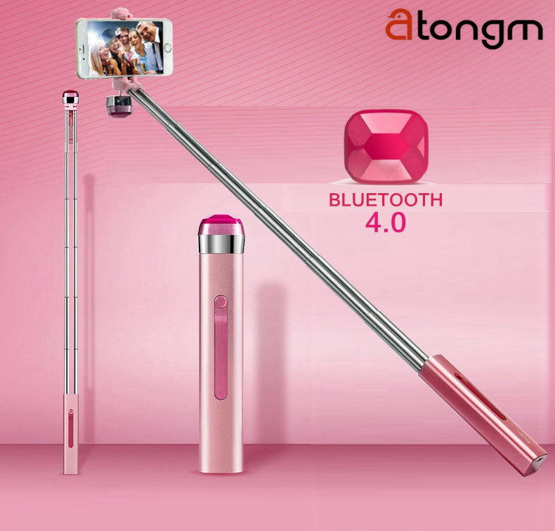 Atongm bluetooth Selfie Stick Adjustable Phone Holder Built-in bluetooth Remote Shutter