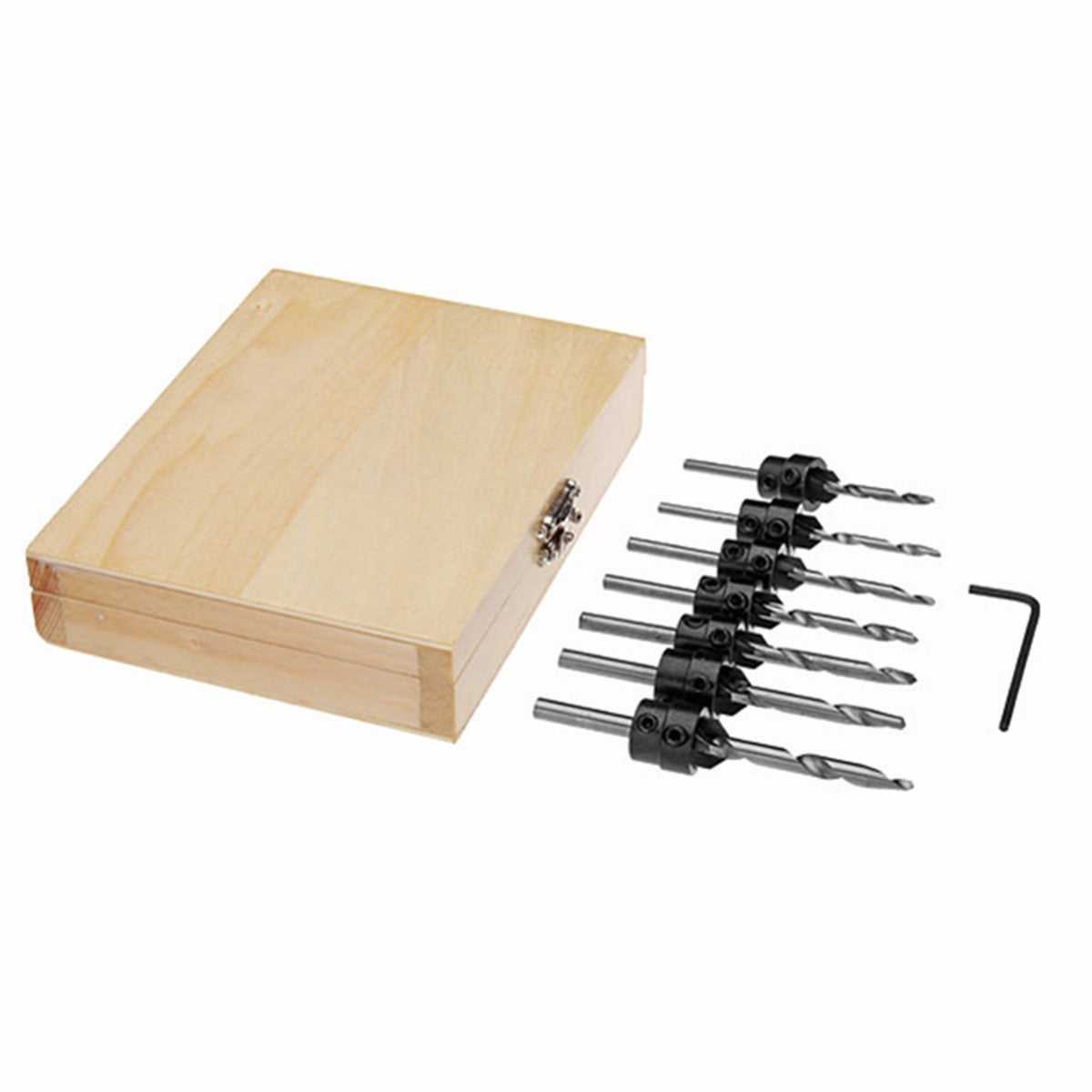 7pcs Countersink Drill Bit Set Tapered Stop Collar Wood Hole Screw Kit for Woodworking