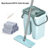 Retractable Flat Mop Bucket 2/6 Microfiber Pads Hands Free Self Cleaning