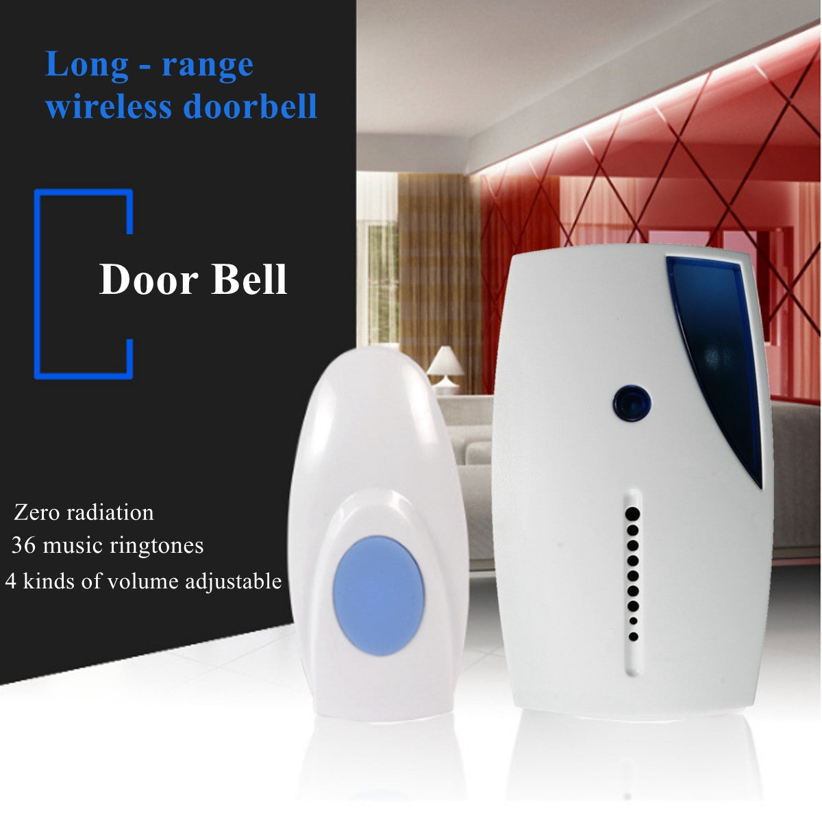 36 Tune Chimes Songs Waterproof LED Wireless Doorbell Remote Control Music Doorbell