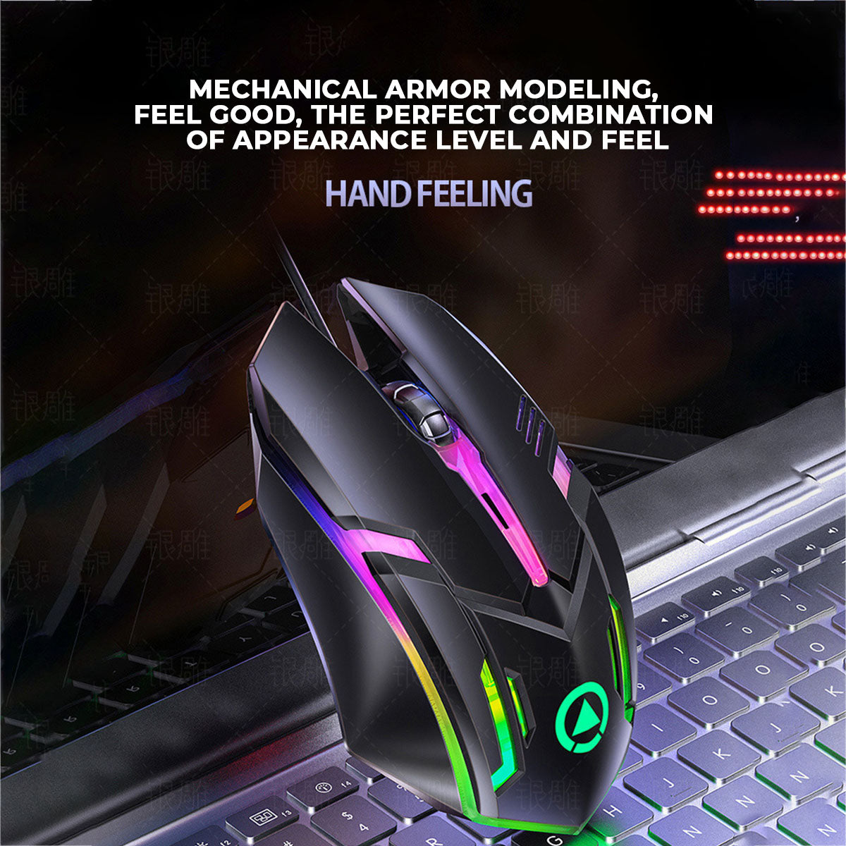 YINDIAO VG46 Wired Mechanical  Keyboard & Mouse Set 104 Keys Gaming Keyboard Ergonomic Mouse Combo Home Office Kit for Laptop Computer PC